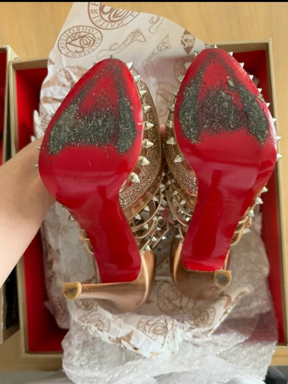 Christian Louboutin 20th Anniversary Limited Edition Isolde Rose Gold Studded